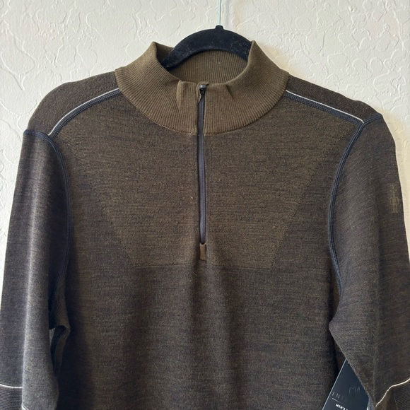 Smartwool Intraknit Merino Wool Military Olive Green Quarter Zip Sweater Top S - Picture 5 of 13